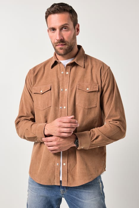 JP1880 corduroy overhemd, lange mouwen, kentkraag, Modern Fit, tot 7XL