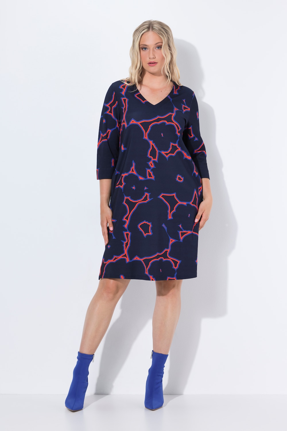 Große Größen Punto-Kleid, Damen, blau, Größe: 46/48, Viskose/Synthetische Fasern, Ulla Popken
