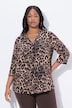 Lyocell-Tunika, Leo-Design, V-Ausschnitt, 3/4-Arm