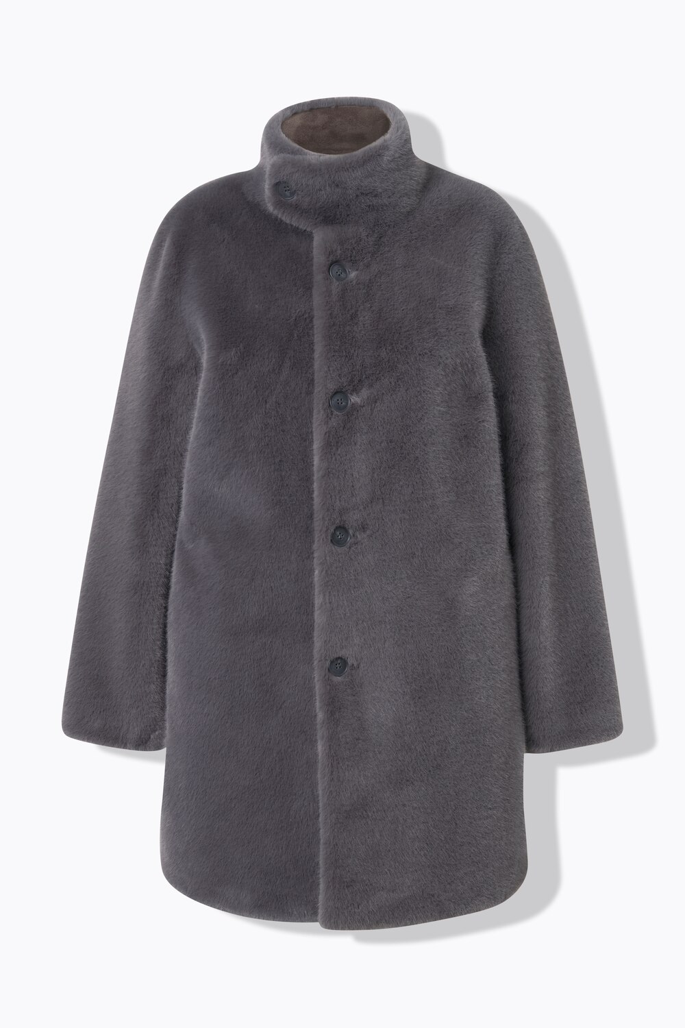 Stora storlekar Kort kappa i fuskpäls, Dam, grå, storlek: 58/60, Polyester, Ulla Popken