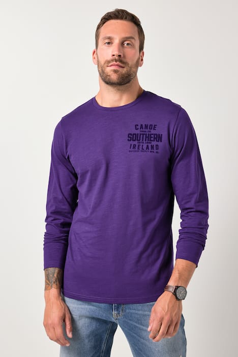 JP1880 Langarmshirt, Brustprint, Rundhals, bis 8 XL