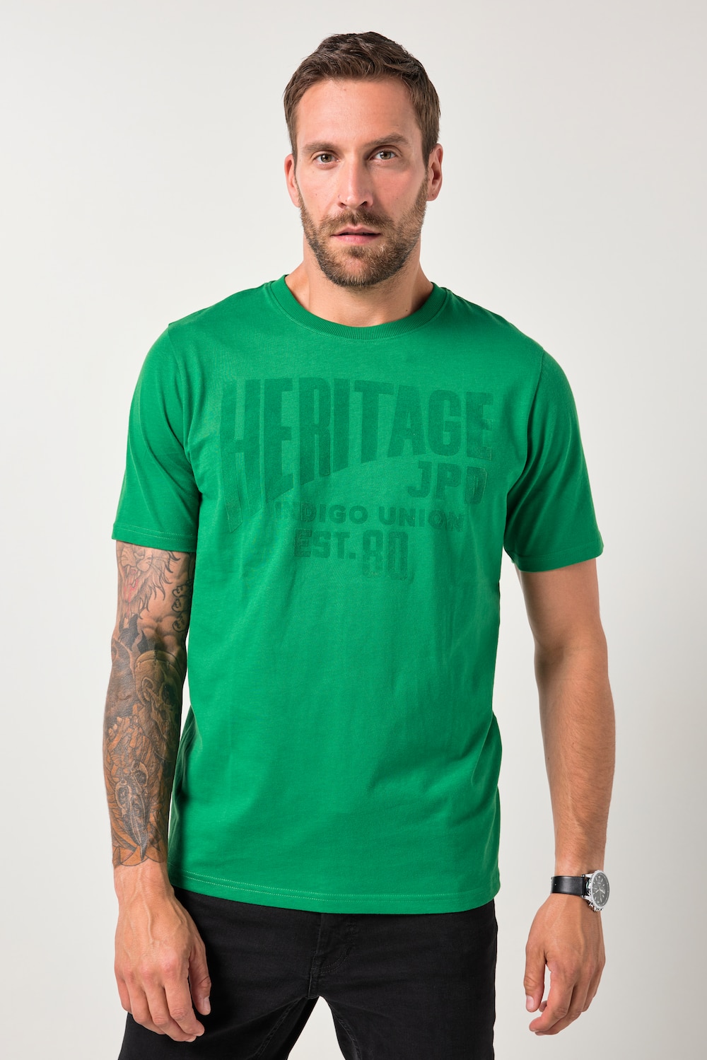 JP1880 T-Shirt, Halbarm, Brust-Print, bis 8 XL