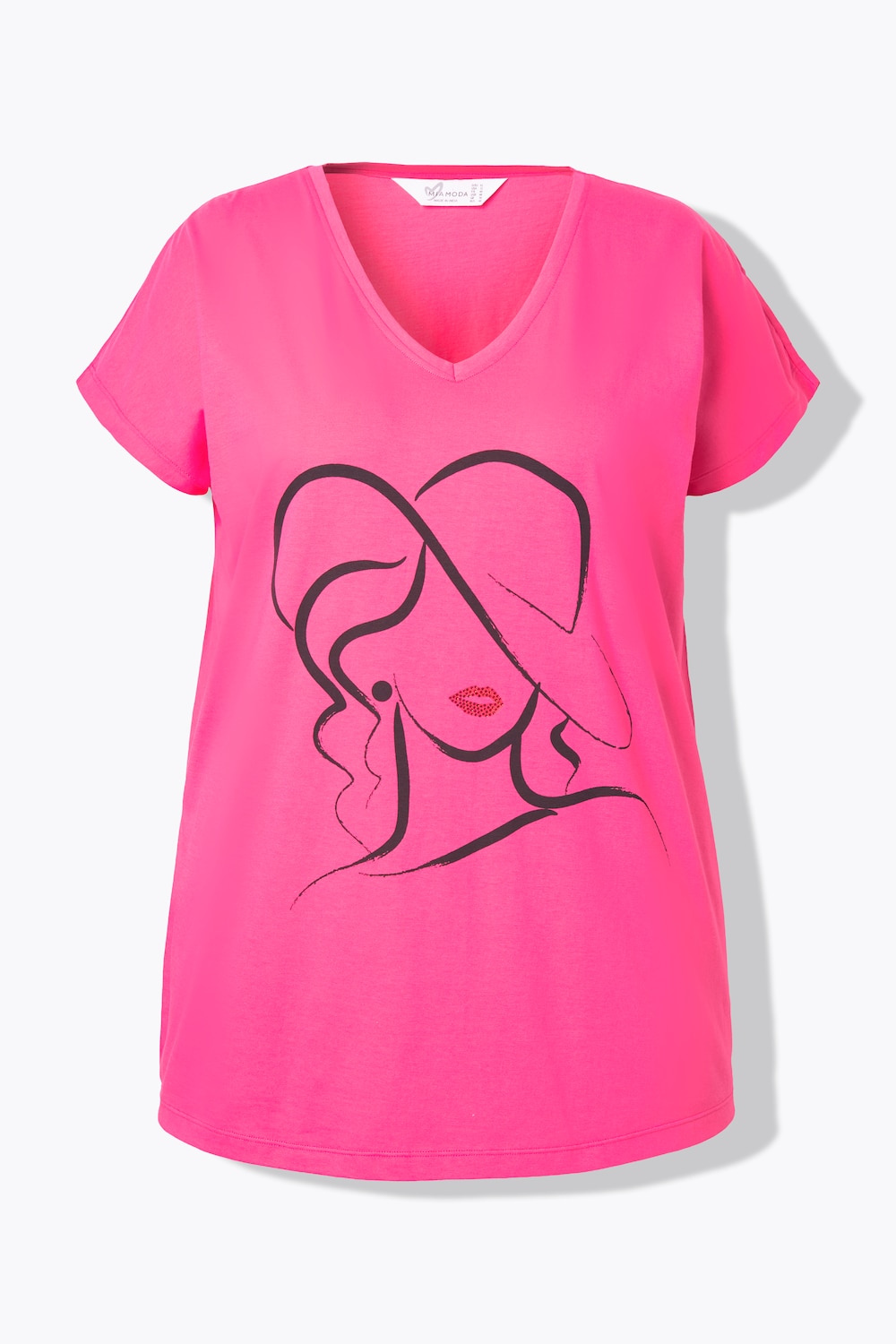 Stora storlekar T-shirt, Dam, rosa, storlek: 44, Bomull, Mia Moda