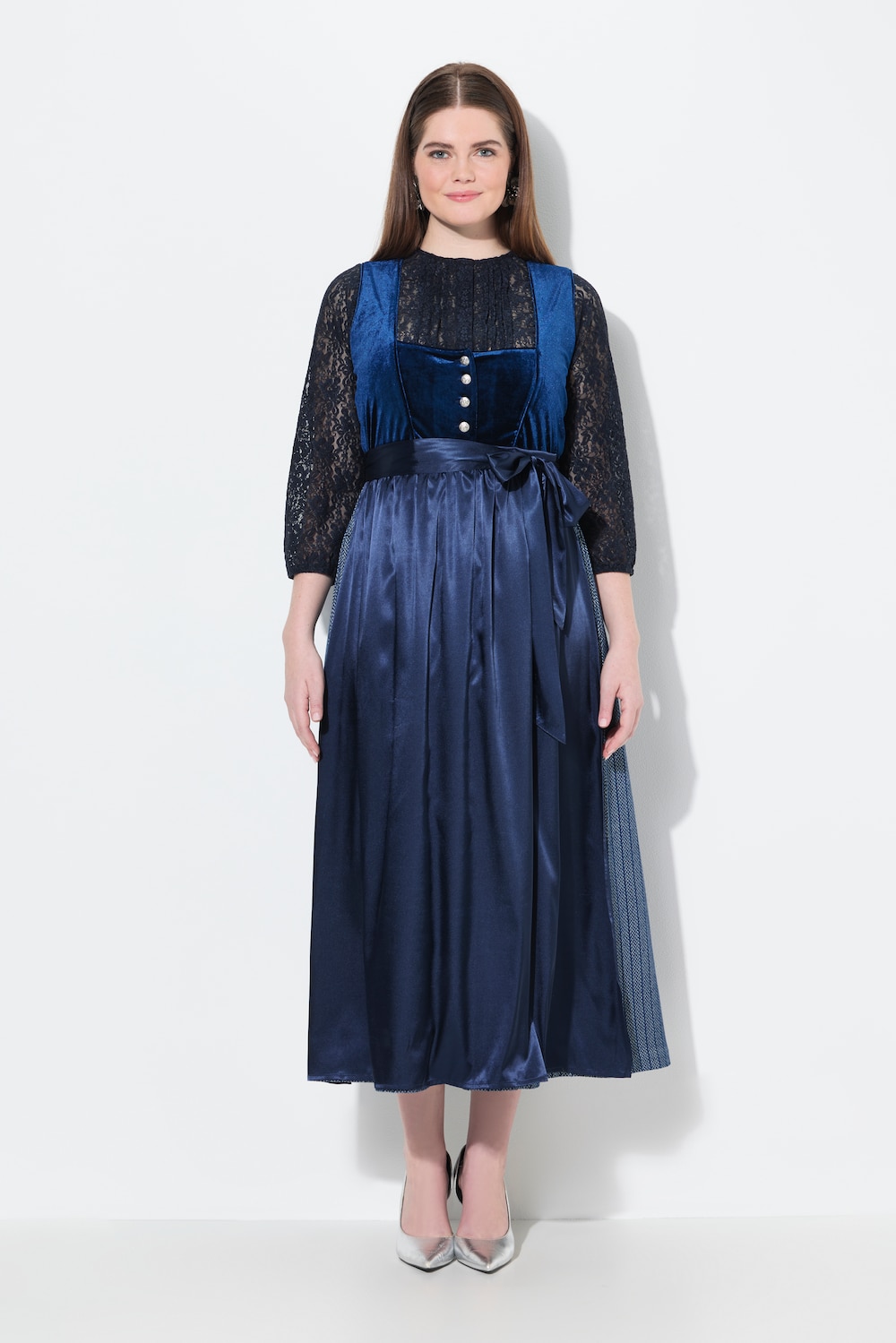 Thumbnail - Große Größen Dirndl, Damen, blau, Größe: 56, Polyester/Baumwolle, Ulla Popken
