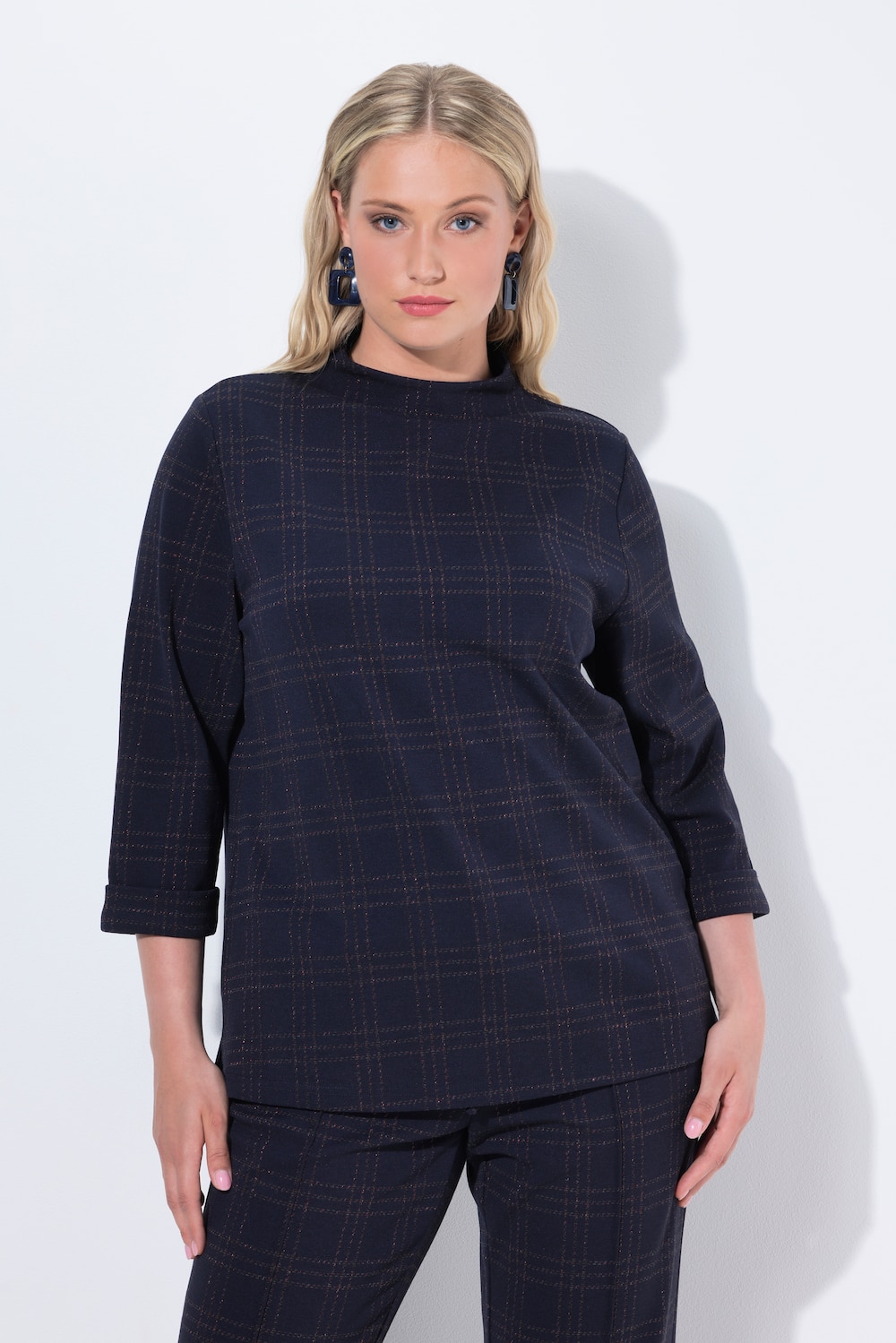 Große Größen Punto-Sweatshirt, Damen, blau, Größe: 46/48, Polyester/Viskose/Synthetische Fasern, Ulla Popken