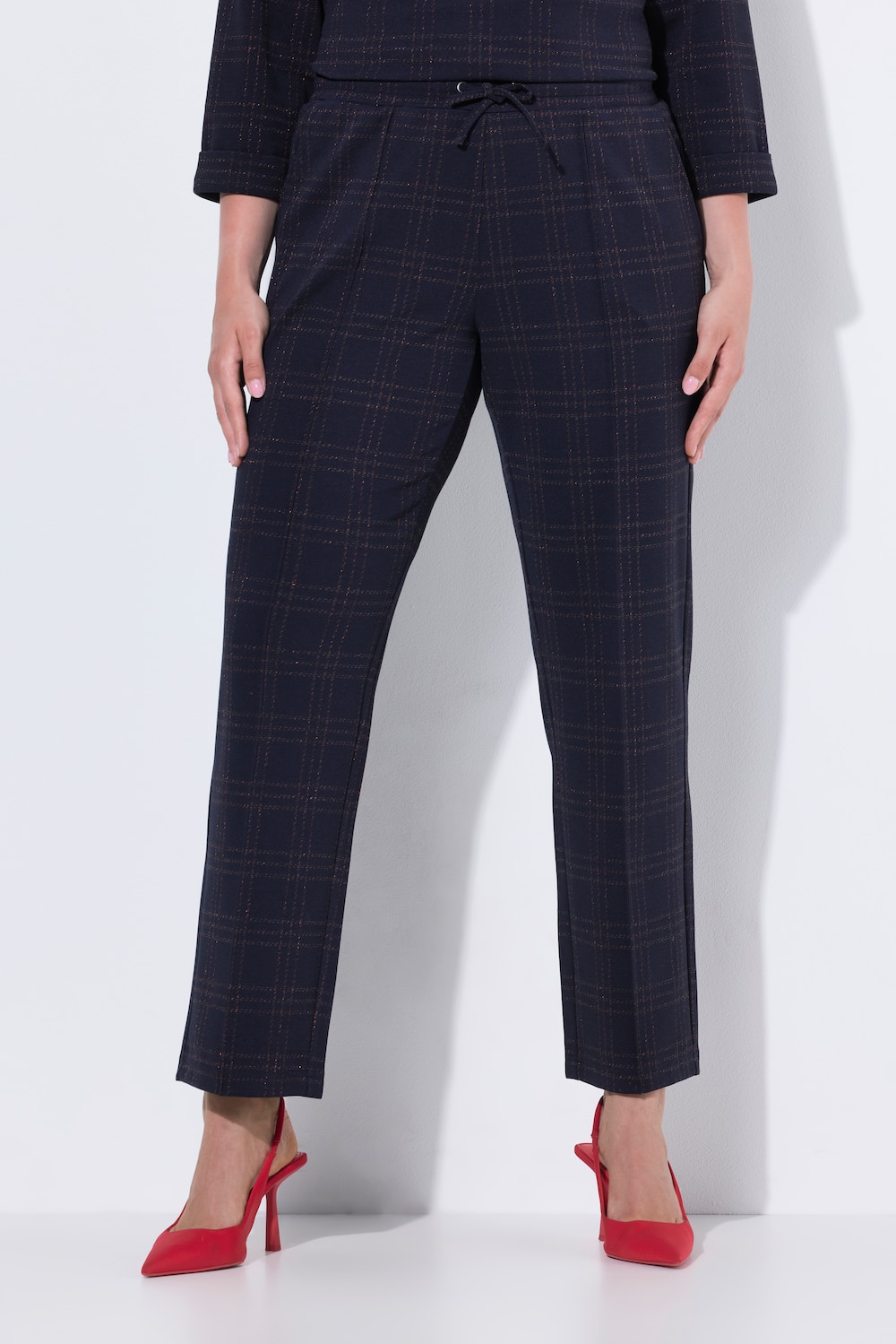 Große Größen Punto-Hose, Damen, blau, Größe: 50/52, Polyester/Viskose/Synthetische Fasern, Ulla Popken