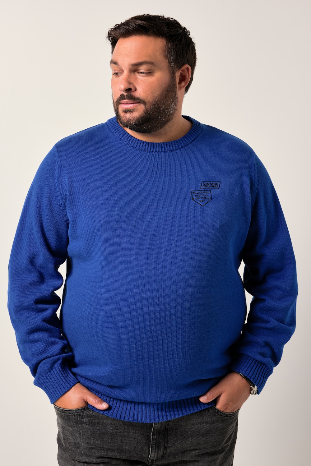 Men+ Pullover, Baumwolle, Stickerei, bis 8 XL