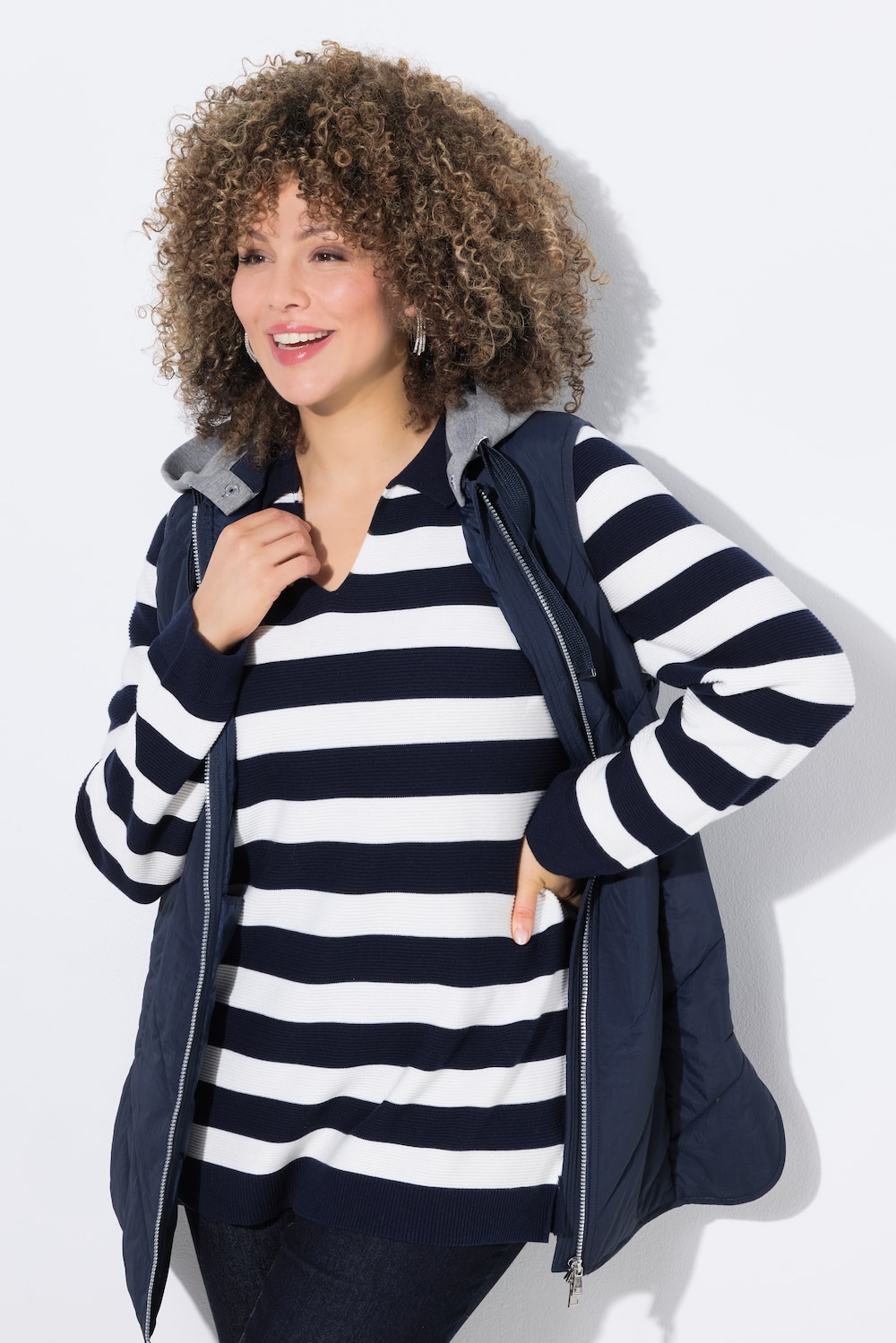 Pullover, Ringel, Linksstrick, Polokragen, Langarm