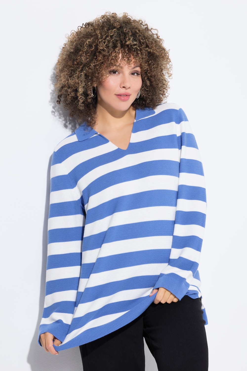 Pullover, Ringel, Linksstrick, Polokragen, Langarm