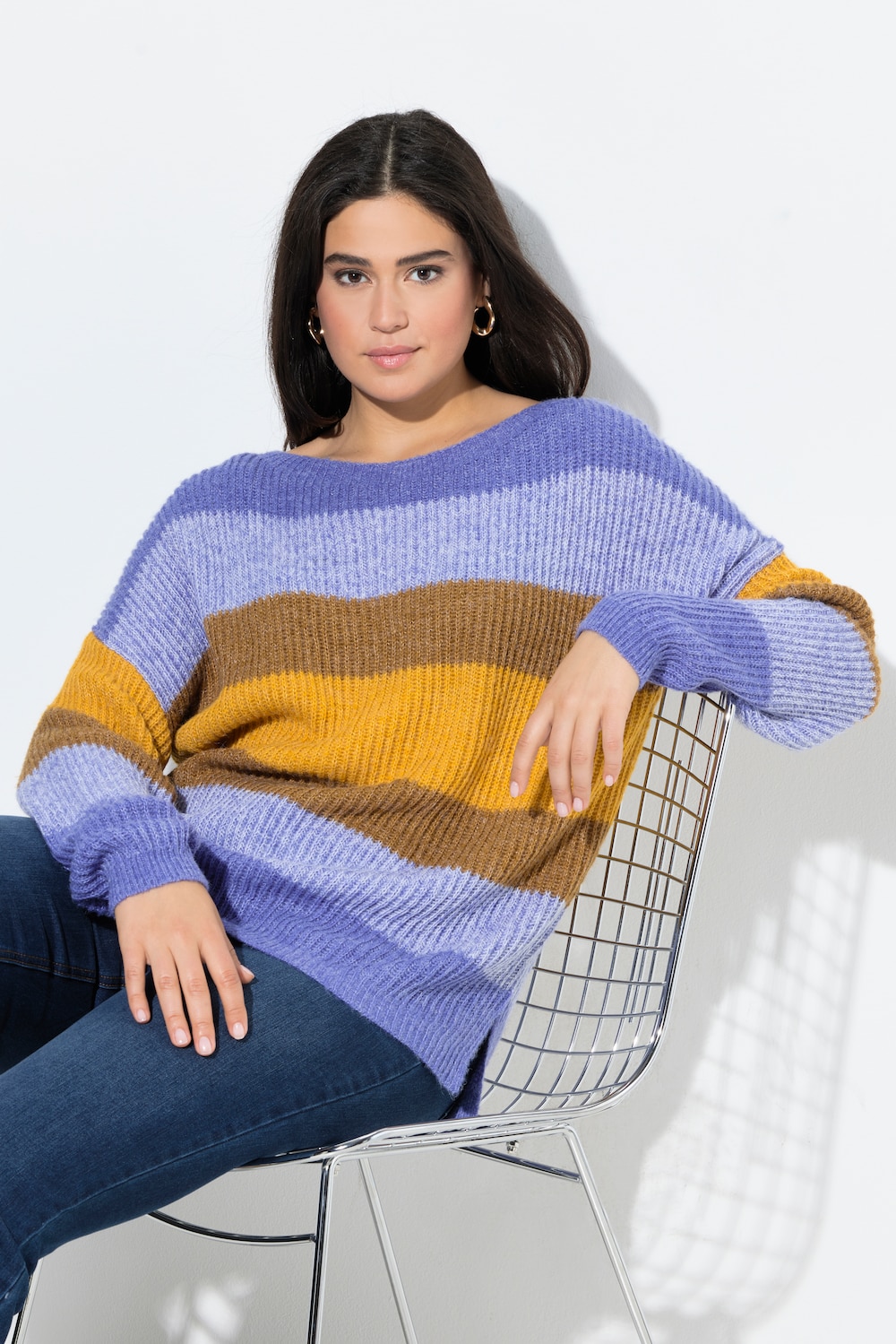 Pullover, Farbverlauf, Oversized, Rundhals, Langarm