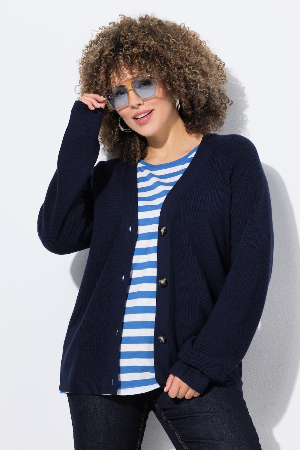 Vest, knoopsluiting, V-hals, lange mouwen