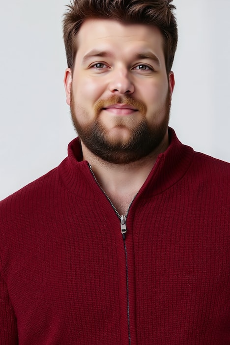 Men+ Strickjacke, Stehkragen, Zipper, bis 8 XL