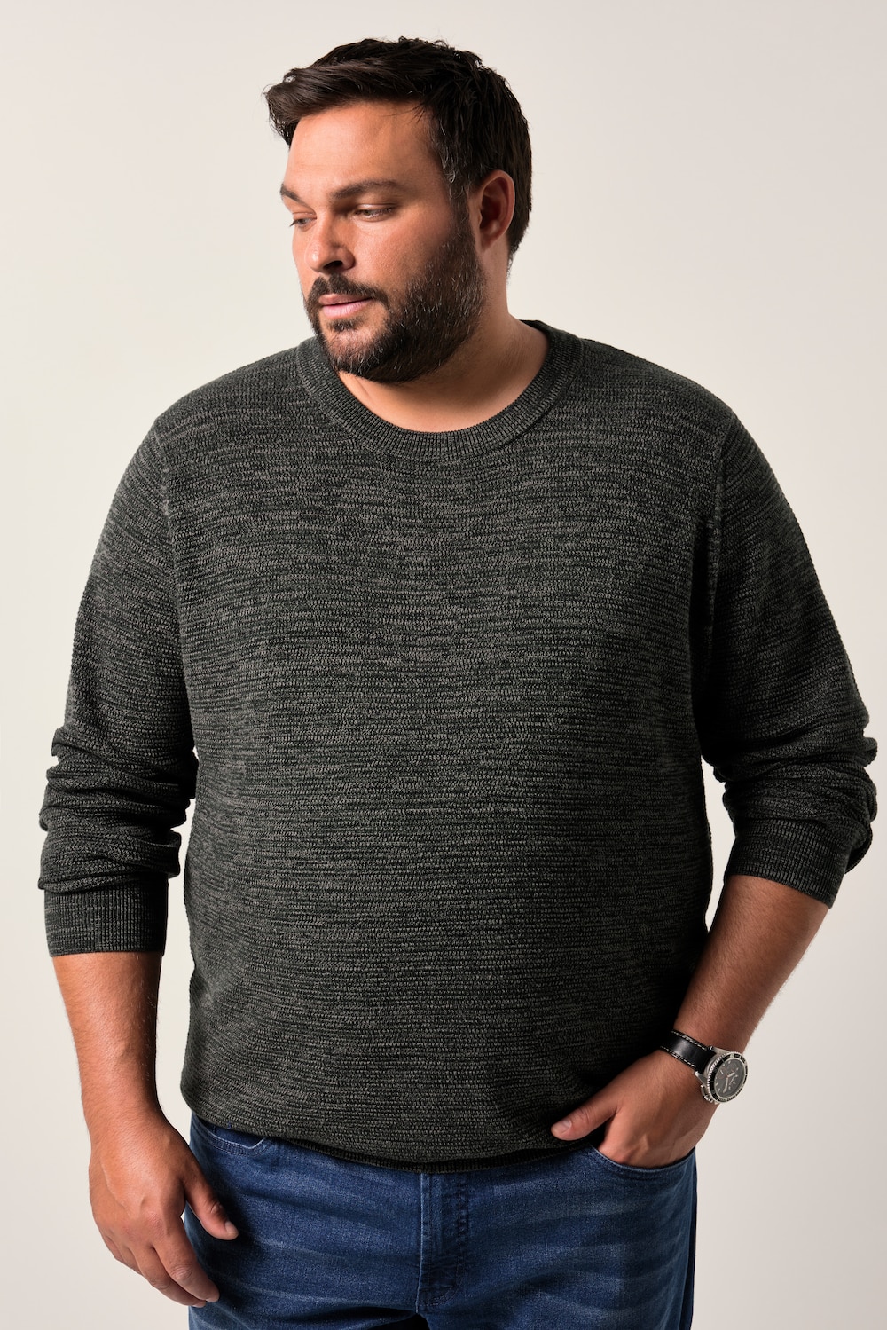 Men+ Pullover, Melange-Qualität, Baumwolle, bis 8 XL