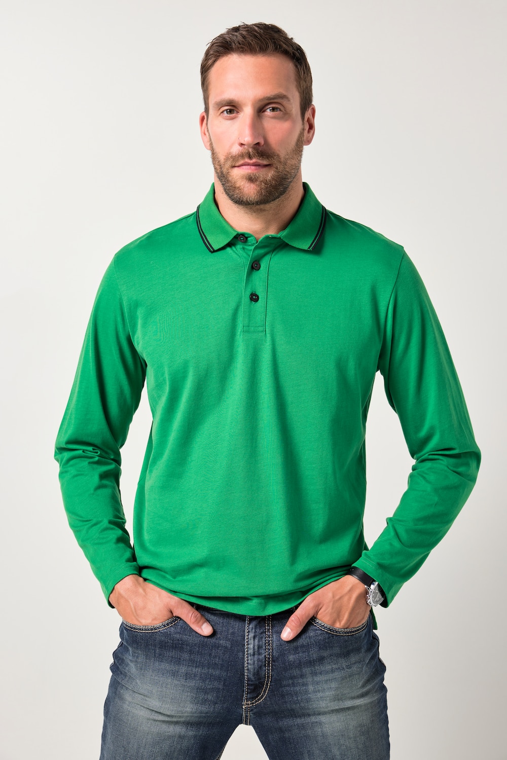JP1880 poloshirt med lange ærmer, op til str. 8XL
