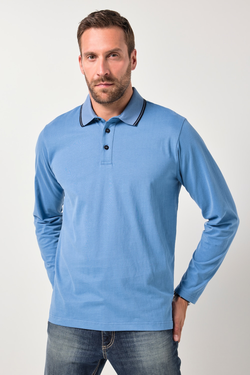 JP1880 poloshirt med lange ærmer, op til str. 8XL