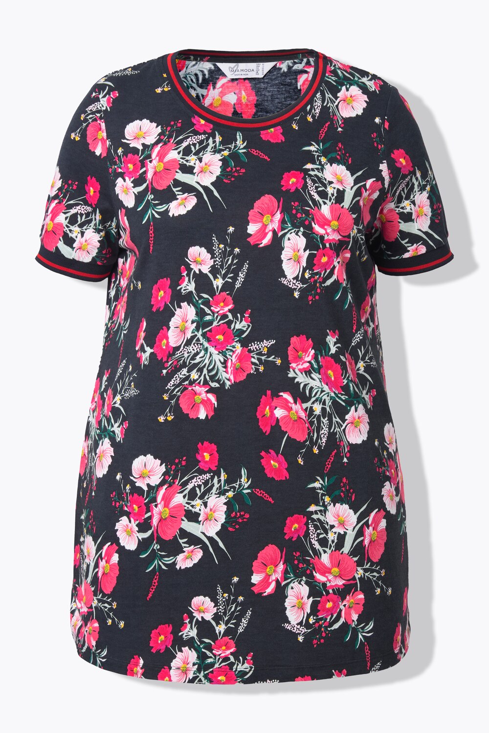Stora storlekar T-shirt, Dam, svart, storlek: 52, Syntetfibrer/Bomull, Mia Moda