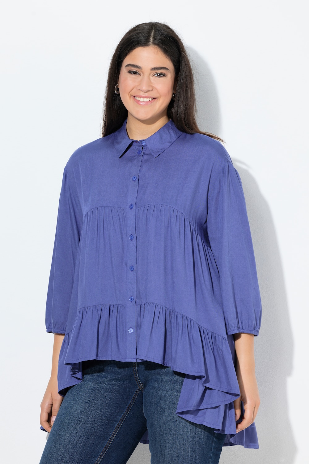 Thumbnail - Große Größen Bluse, Damen, blau, Größe: 54/56, Viskose, Ulla Popken