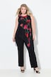 Jumpsuit, mouwloos, mesh top met bloemen