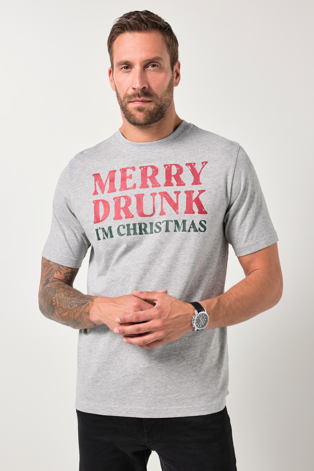 JP1880 T-skjorte, halvermet, jul, X-mas-brysttrykk, opptil 8 XL