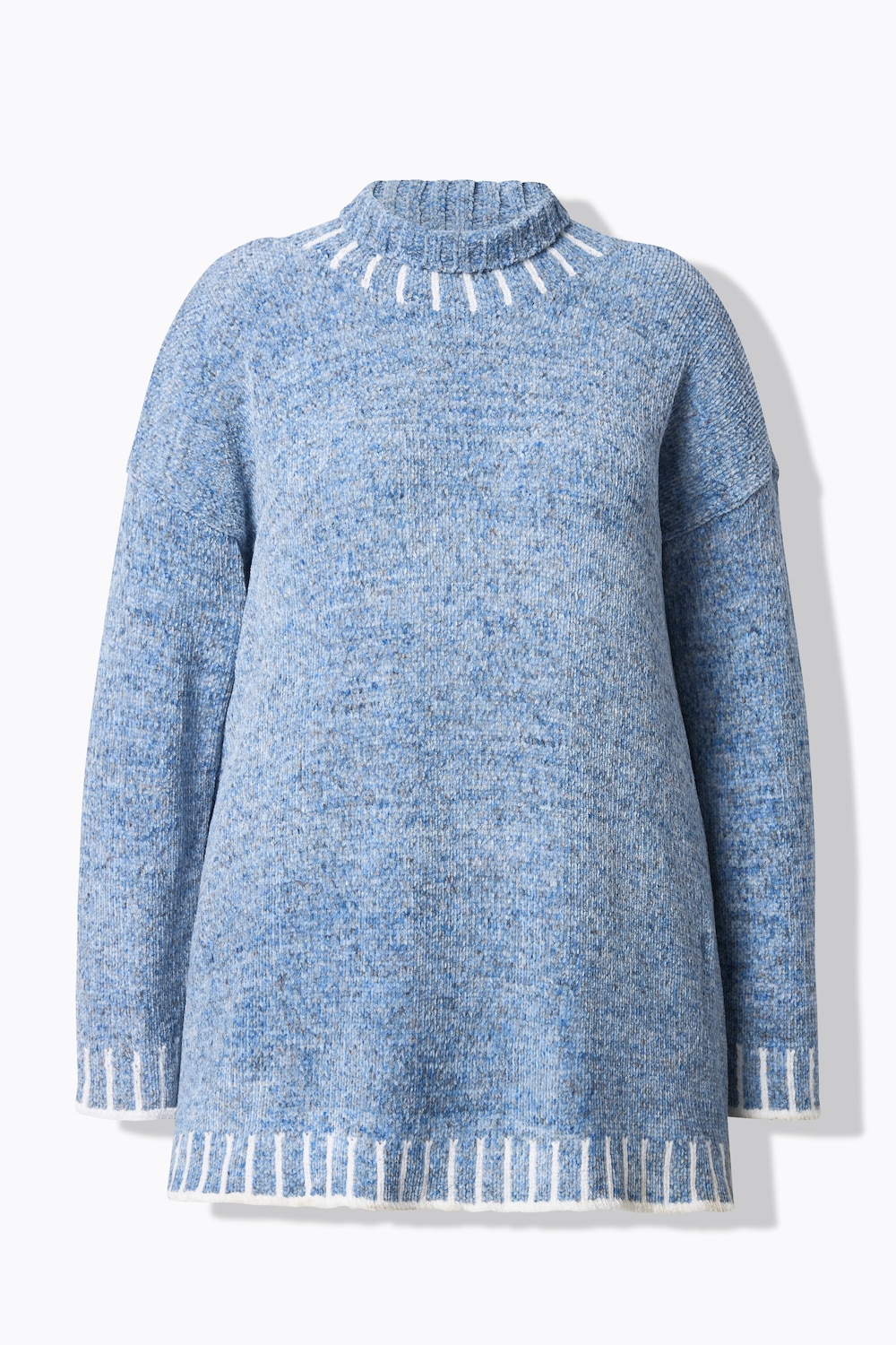 Stora storlekar Poncho-tröja, Dam, blå, storlek: 42/44, Polyester, Ulla Popken