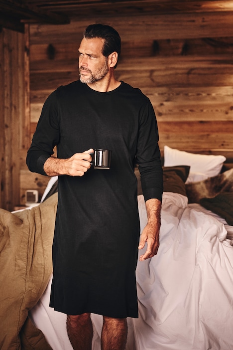 Nachthemd, Basic, Langarm, Seitenschlitze, bis 8 XL