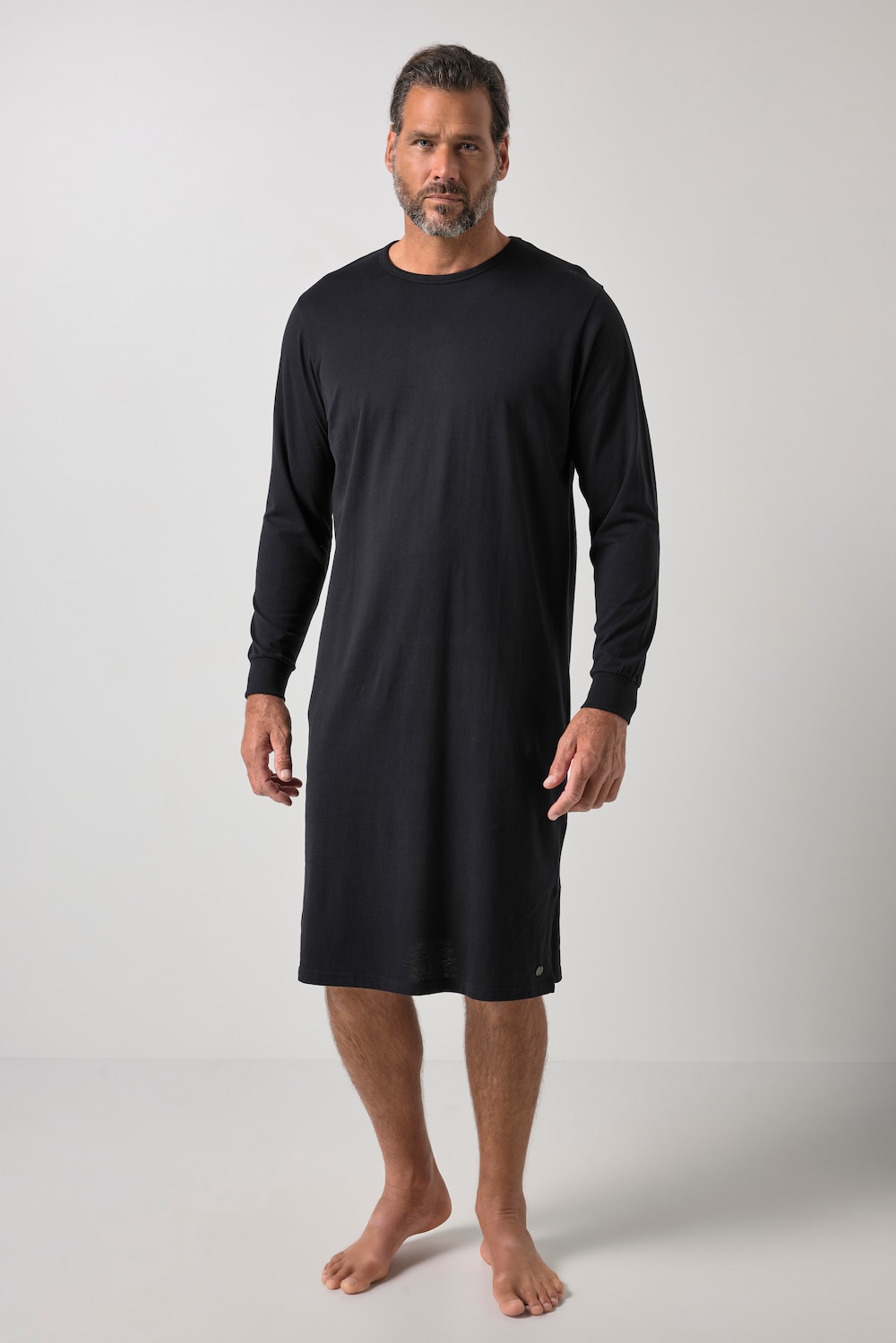 Nachthemd, Basic, Langarm, Seitenschlitze, bis 8 XL