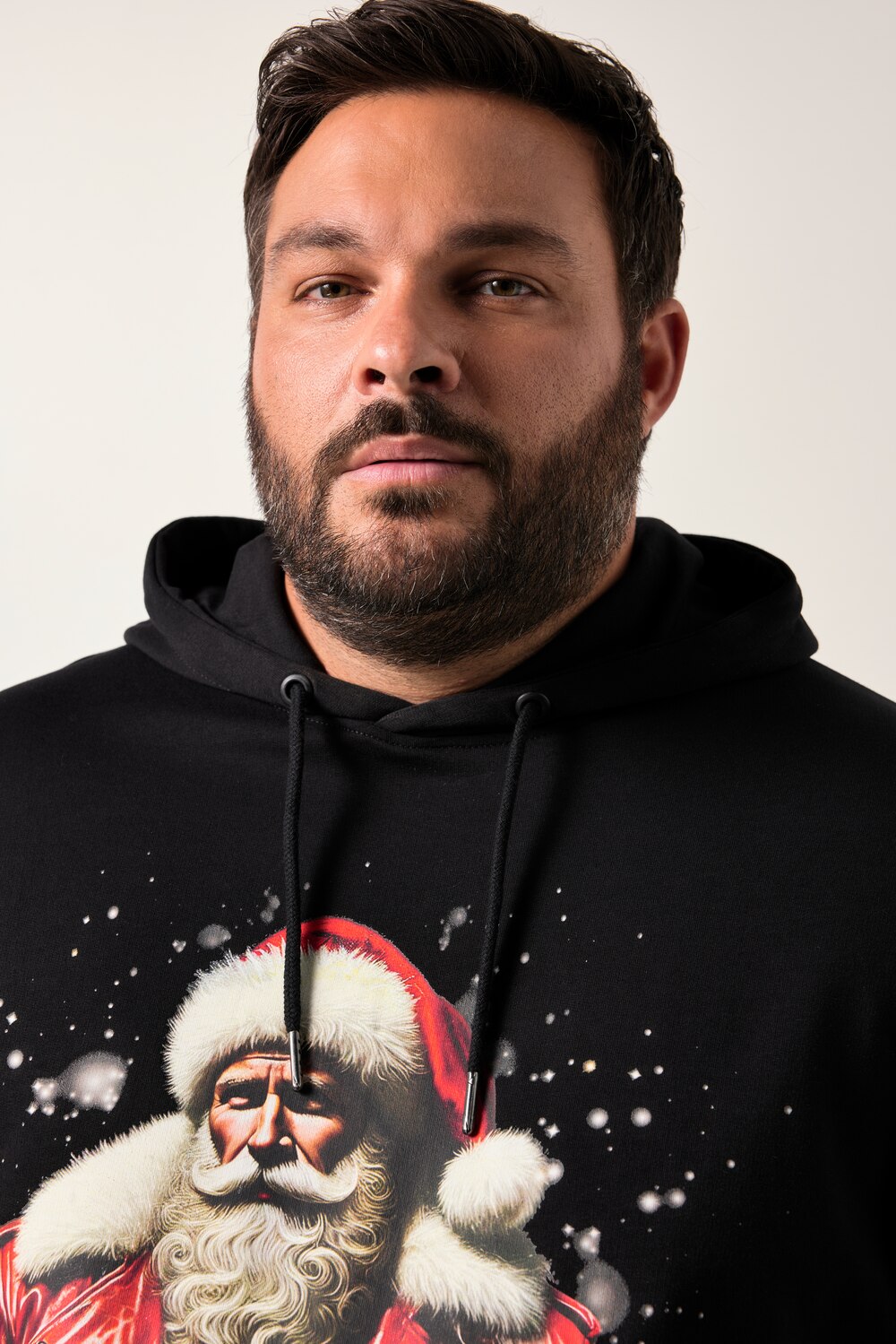 Stora storlekar Hoodie XMAS, Her, svart, storlek: 6XL, Bomull, Men Plus