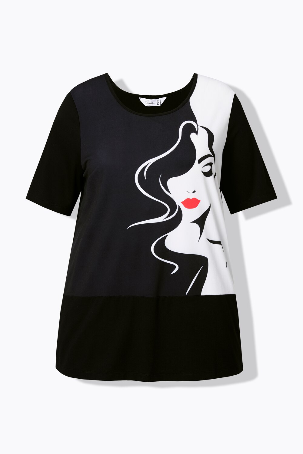 Stora storlekar T-shirt, Dam, svart, storlek: 46, Viskos/Polyester, Mia Moda