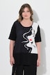 T-shirt, A-lijn, aan de voorkant zwart/wit, vrouwenmotief