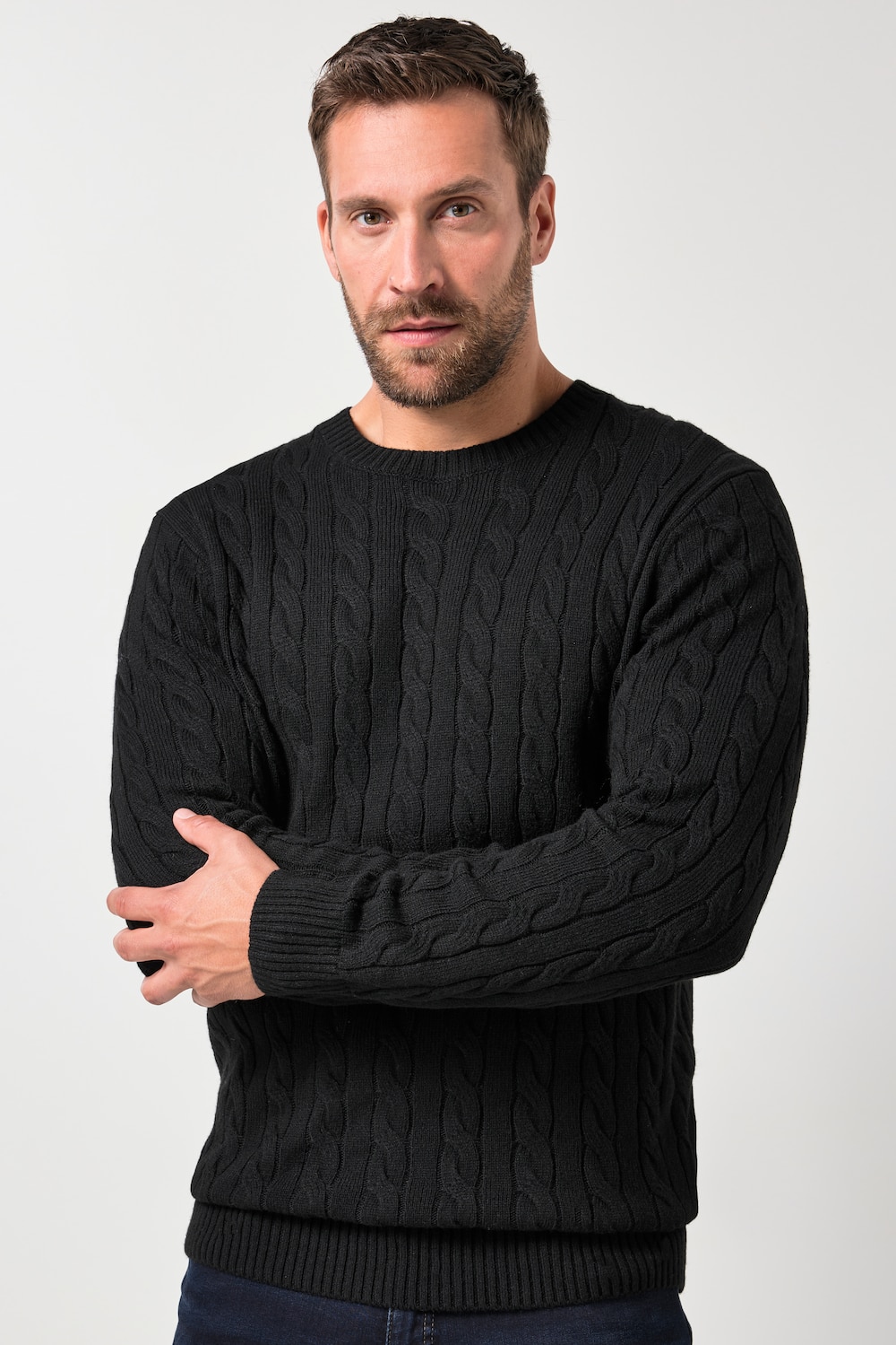 JP1880 Pullover, Zopfmuster, CashmereTouch Strick, Rundhals, bis 7 XL