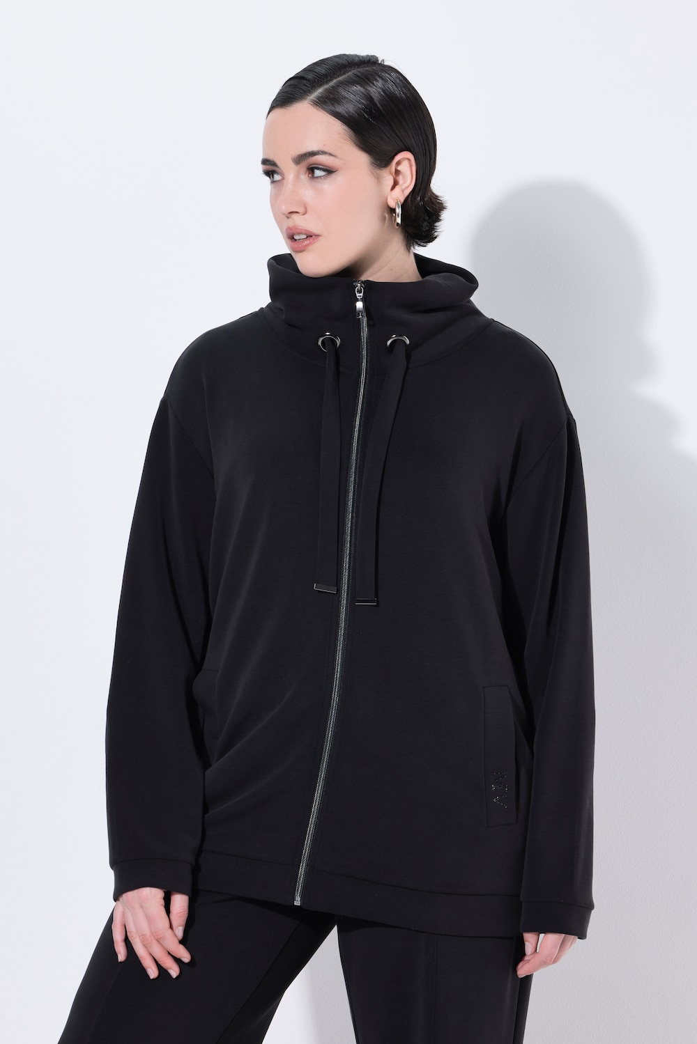 Große Größen Sweatjacke, Damen, schwarz, Größe: 54/56, Synthetische Fasern/Polyester, Ulla Popken