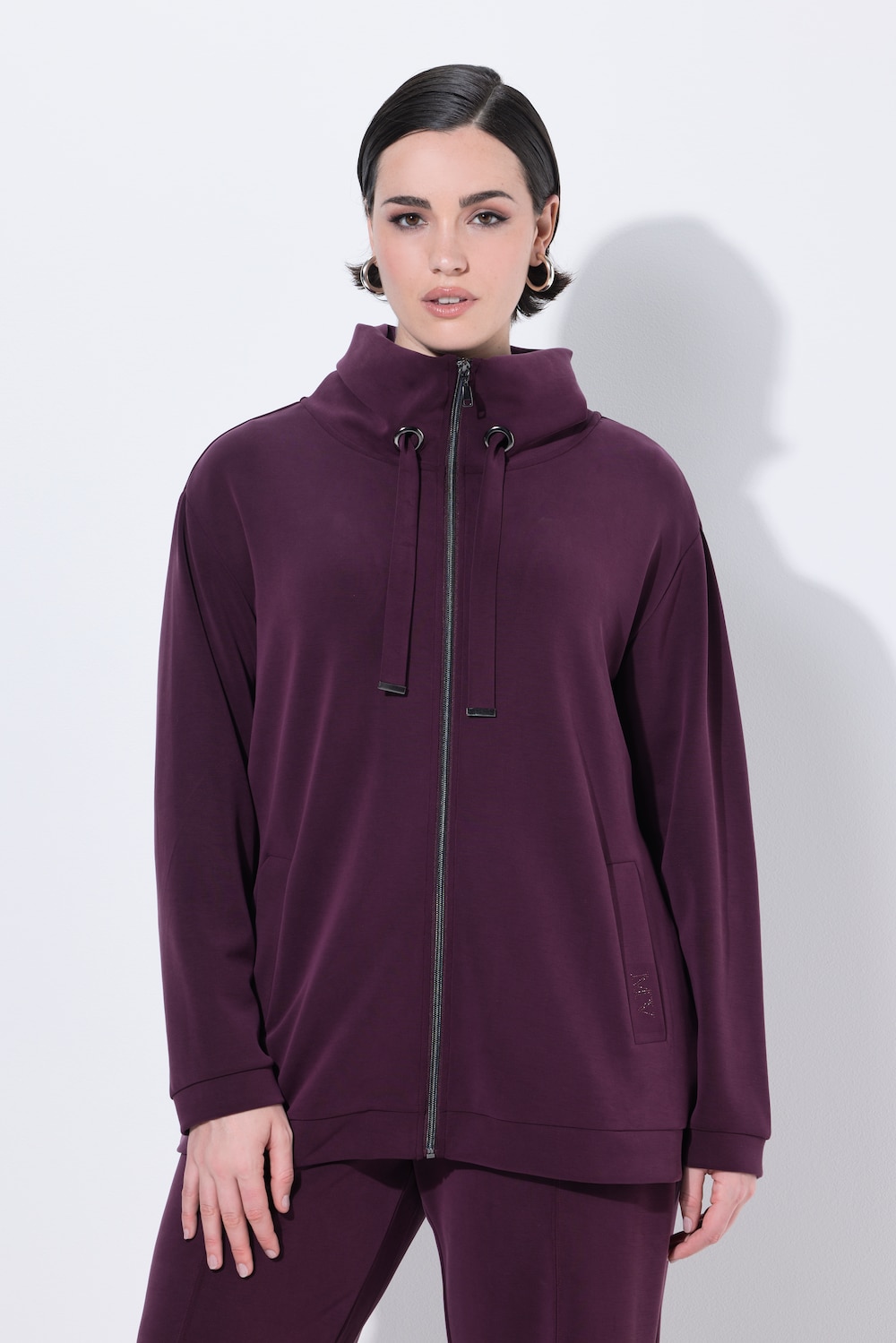 Große Größen Sweatjacke, Damen, lila, Größe: 62/64, Synthetische Fasern/Polyester, Ulla Popken