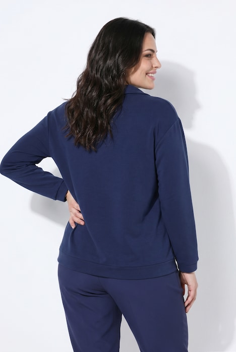 Sweatjacke, Ziersteine, Stehkragen, Langarm, Modalmix