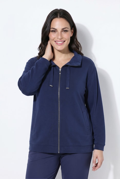 Sweatjacke, Ziersteine, Stehkragen, Langarm, Modalmix