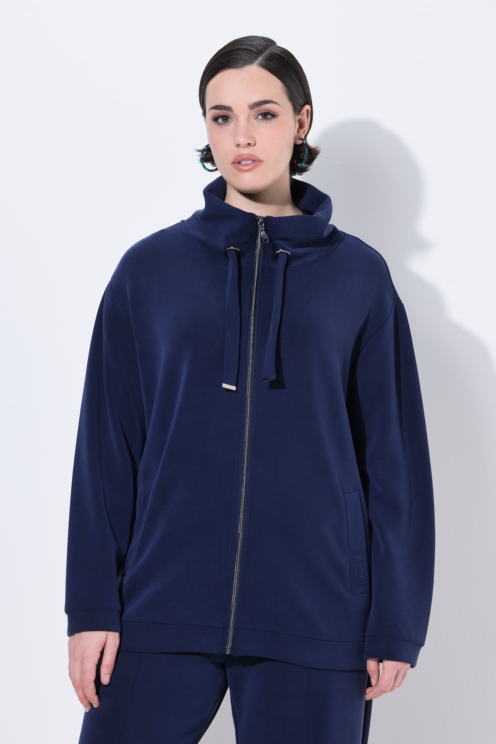 Große Größen Sweatjacke, Damen, blau, Größe: 62/64, Synthetische Fasern/Polyester, Ulla Popken