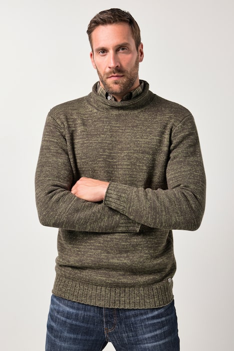 JP1880 Pullover, TwoTone-Grobstrick, Stehkragen, bis 7 XL