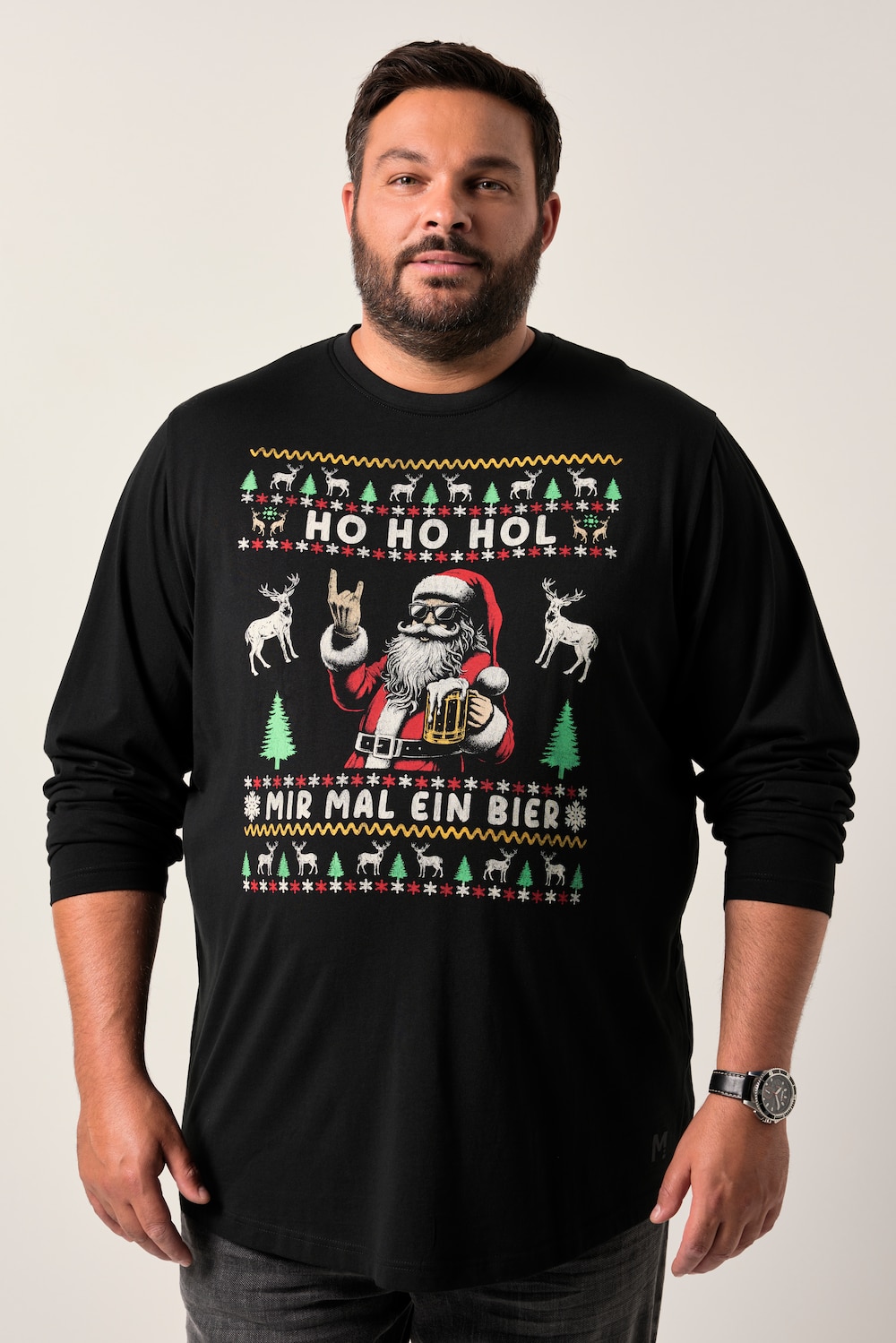 Men+ shirt met lange mouw, kerst, tot 8XL