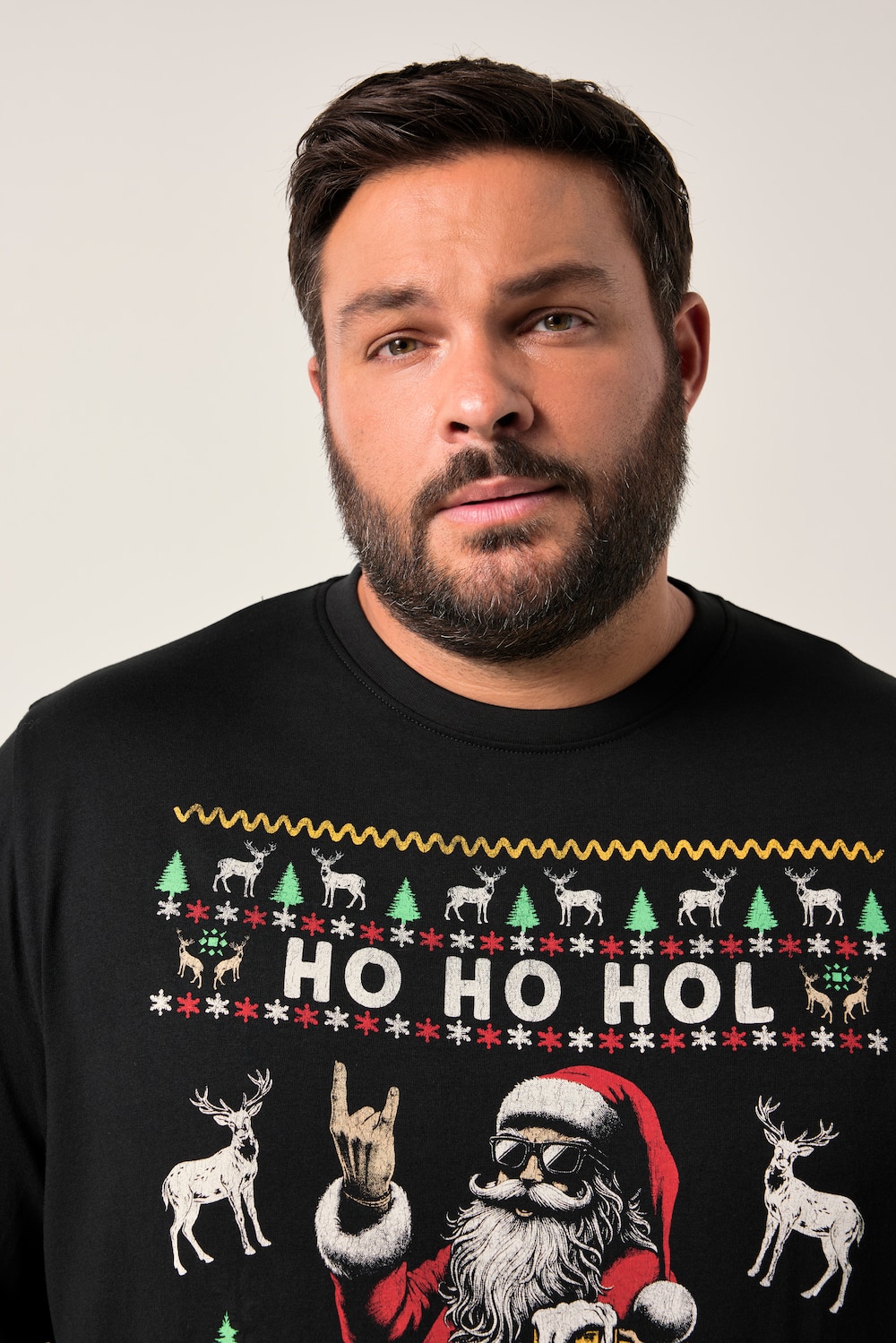 Stora storlekar Långärmad tröja, Her, svart, storlek: 3XL, Bomull, Men Plus