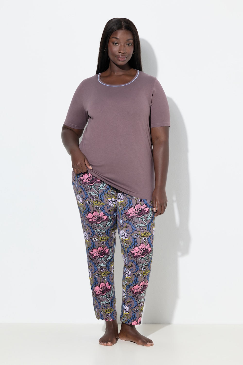 Thumbnail - Große Größen Pyjama, Damen, braun, Größe: 42/44, Baumwolle, Ulla Popken