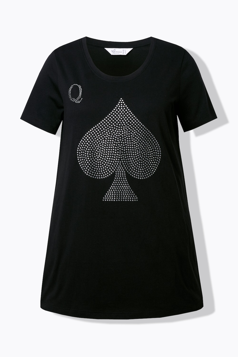 Stora storlekar T-shirt, Dam, svart, storlek: 48, Syntetfibrer/Bomull, Mia Moda