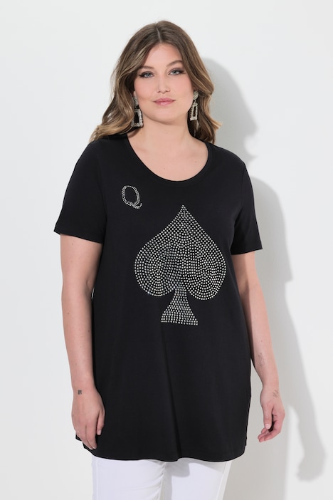 T-shirt, A-lijn, kaartenmotief, glittersteentjes