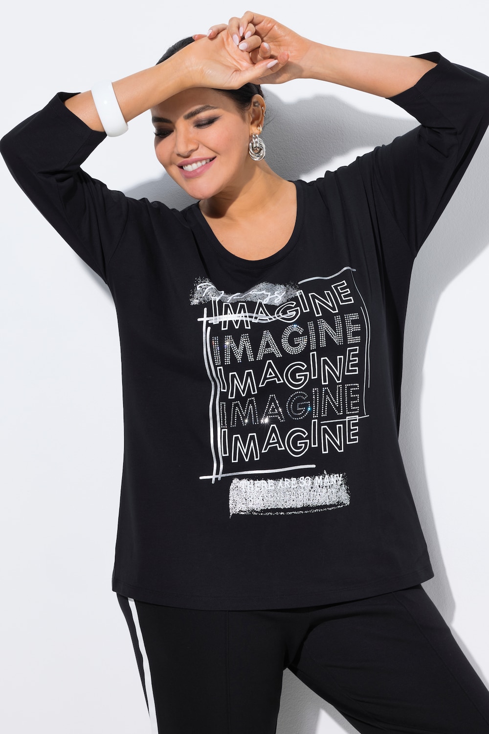 Große Größen Shirt, Damen, schwarz, Größe: 46/48, Baumwolle, Ulla Popken