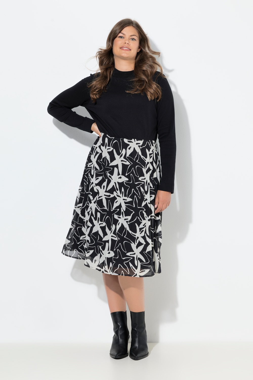 Große Größen Kleid, Damen, schwarz, Größe: 52/54, Polyester/Baumwolle, LAURASON