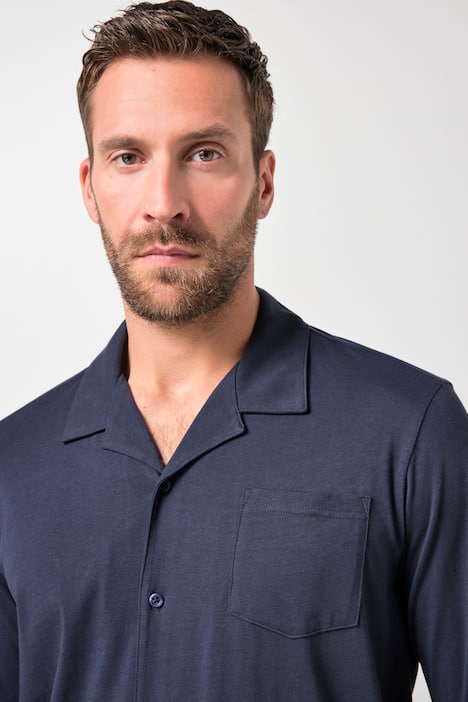 JP 1880 pyjamas, Homewear, todelt, med minimalismemønster, langærmet shirt, som kan knappes, op til str. 8XL