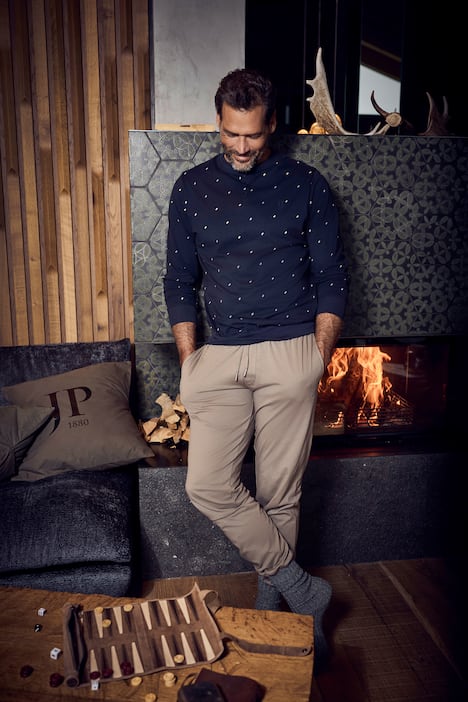 JP1880 Schlafanzug, Homewear, Bauchfit, Zweiteiler, Minimalmuster, bis 8 XL