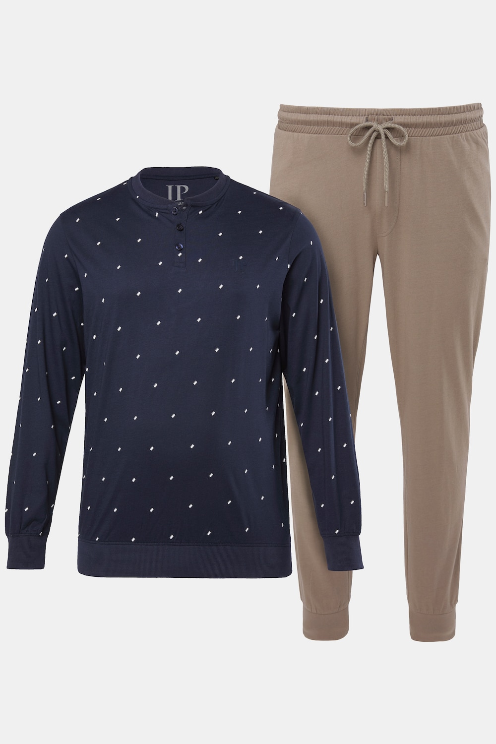 JP1880 Schlafanzug, Homewear, Bauchfit, Zweiteiler, Minimalmuster, bis 8 XL