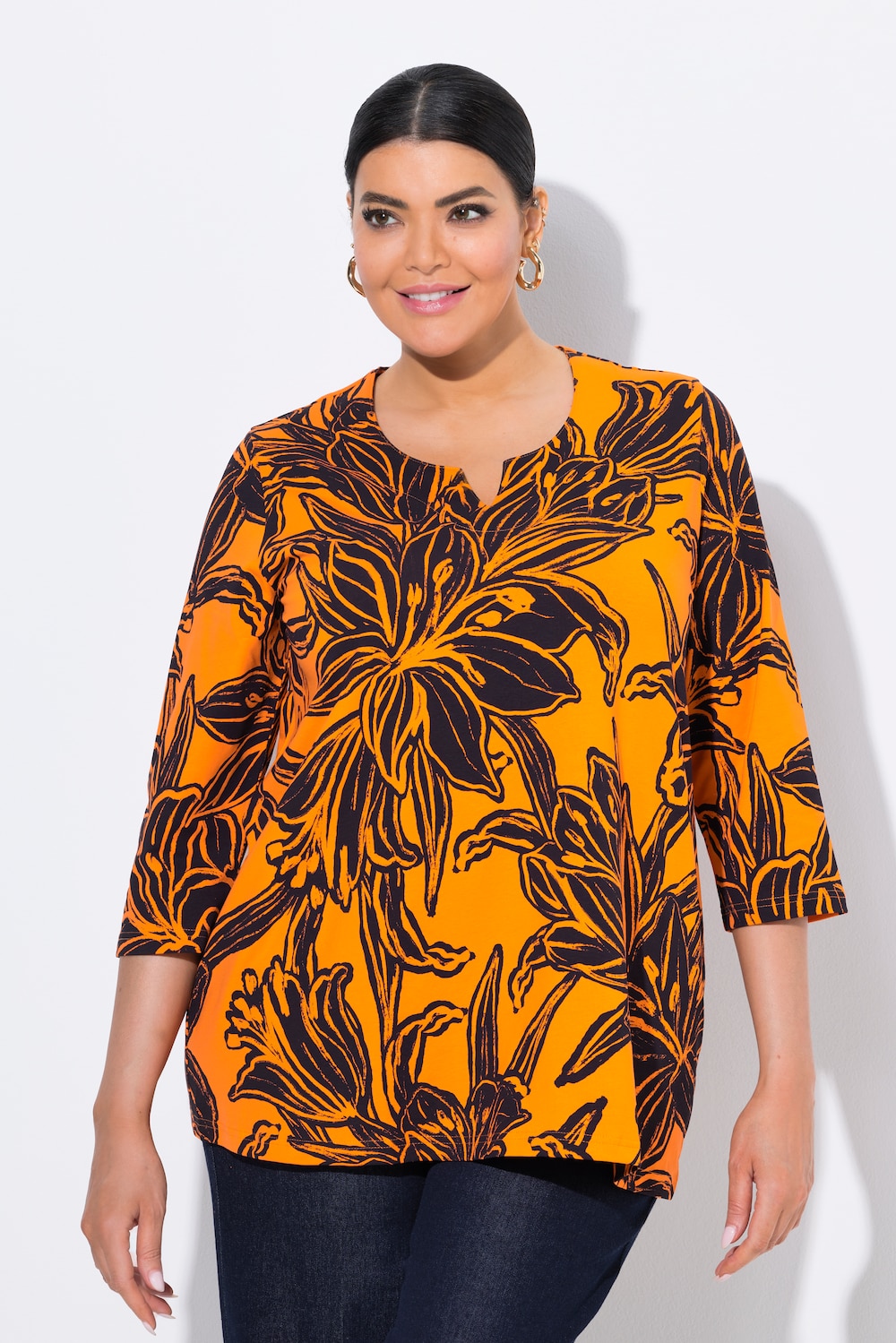 Große Größen Shirt, Damen, orange, Größe: 50/52, Baumwolle, Ulla Popken