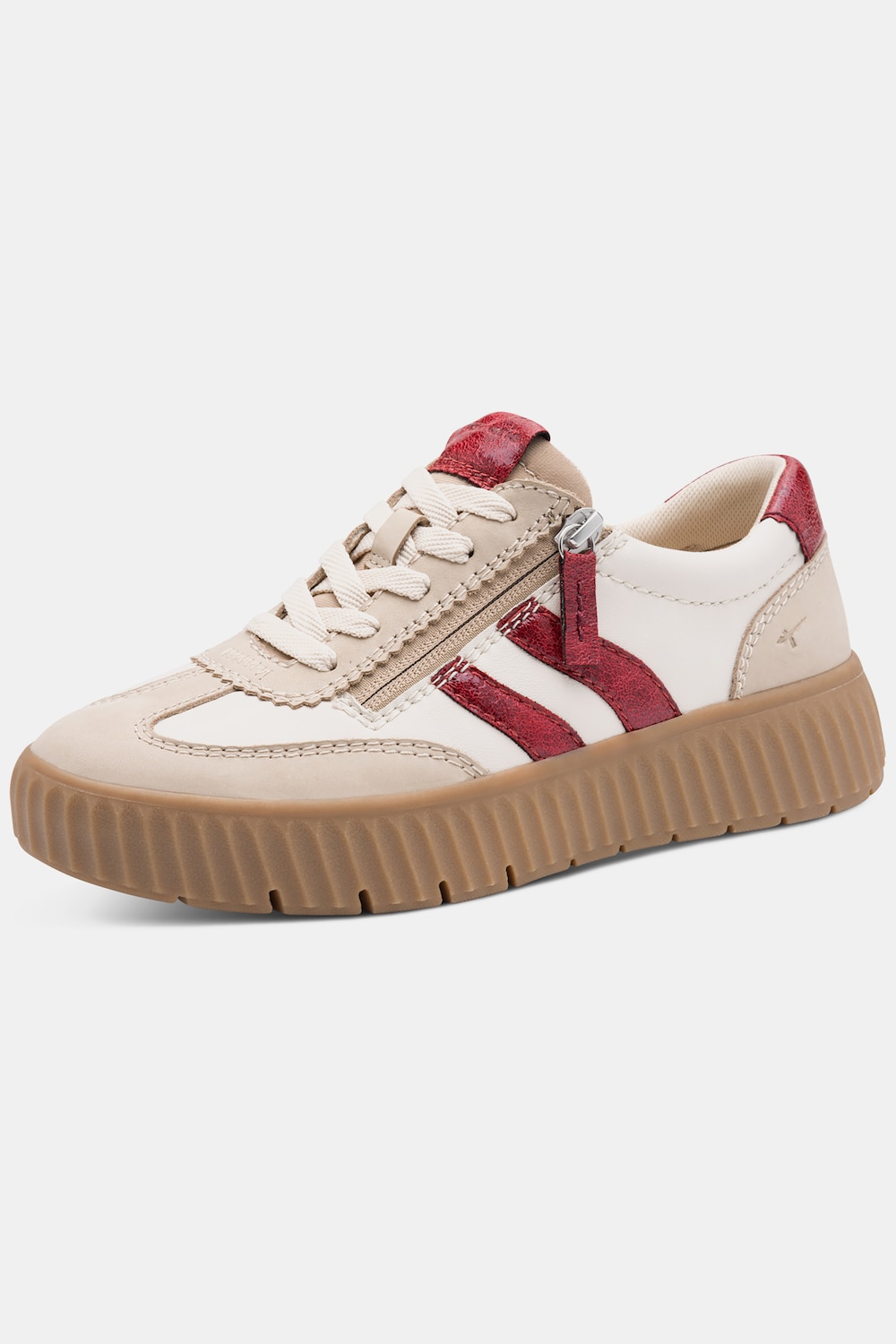 Tamaris leren sneaker, verwisselbaar voetbed, comfortabele wijdte