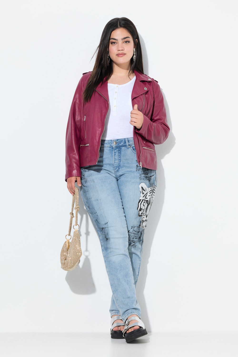 Slim jeans Emma, stretch denim, luipaard-applicatie, 5-pocket