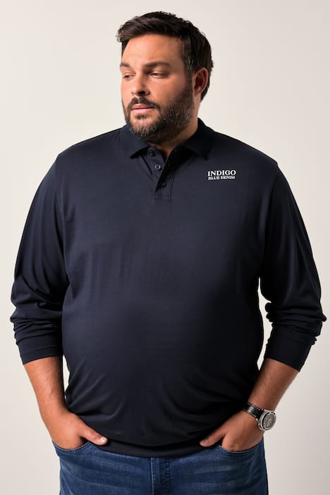 Men+ Langarm-Poloshirt Bauchfit, Bruststick, bis 8 XL